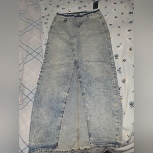 Womans Size 0 Distressed Demin Long Skirt